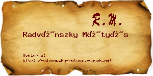 Radvánszky Mátyás névjegykártya