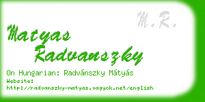 matyas radvanszky business card